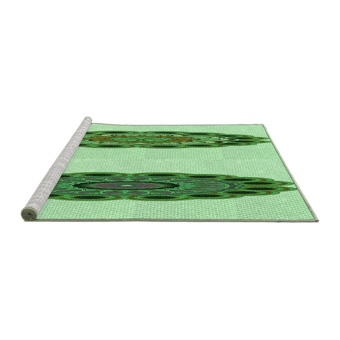 Sideview of Machine Washable Transitional Green Rug, wshpat1975grn