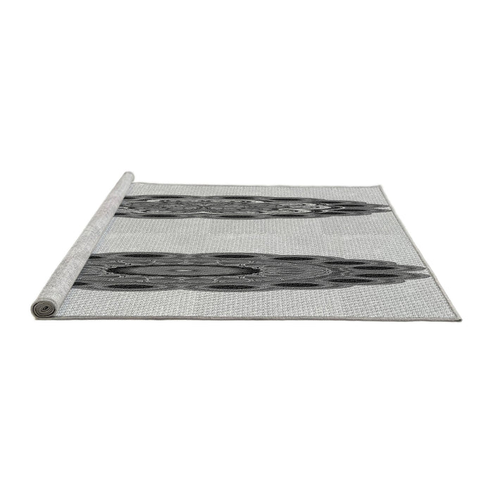 Sideview of Machine Washable Transitional Platinum Gray Rug, wshpat1975gry
