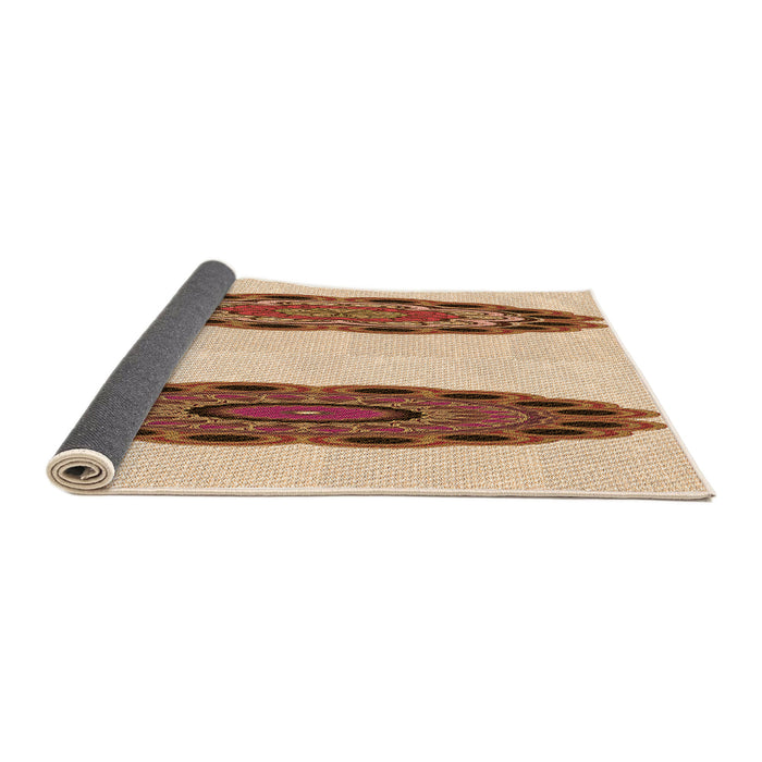 Thickness of Patterned Deep Peach Orange Rug, pat1975org