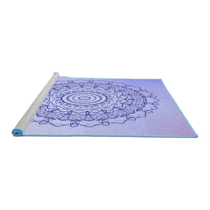 Sideview of Machine Washable Transitional Light Slate Blue Rug, wshpat1976blu