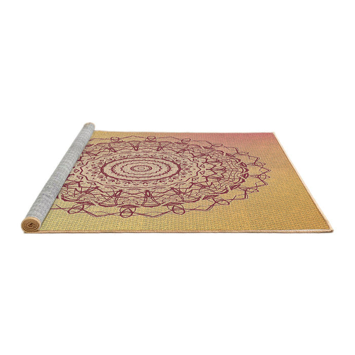 Sideview of Machine Washable Transitional Chrome Gold Yellow Rug, wshpat1976brn