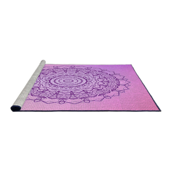 Sideview of Machine Washable Transitional Pastel Purple Pink Rug, wshpat1976pur