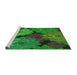 Sideview of Machine Washable Transitional Dark Forest Green Rug, wshpat1977grn