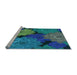 Sideview of Machine Washable Transitional Blue Rug, wshpat1977lblu