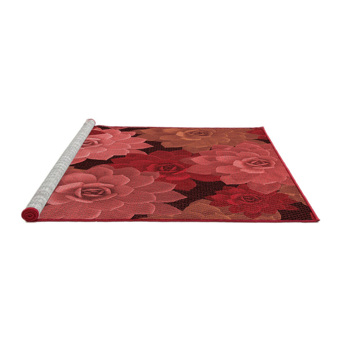 Sideview of Machine Washable Transitional Red Rug, wshpat1977rd