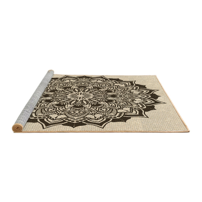 Sideview of Machine Washable Transitional Vanilla Gold Rug, wshpat1978brn