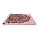 Sideview of Machine Washable Transitional Brown Red Rug, wshpat1978rd