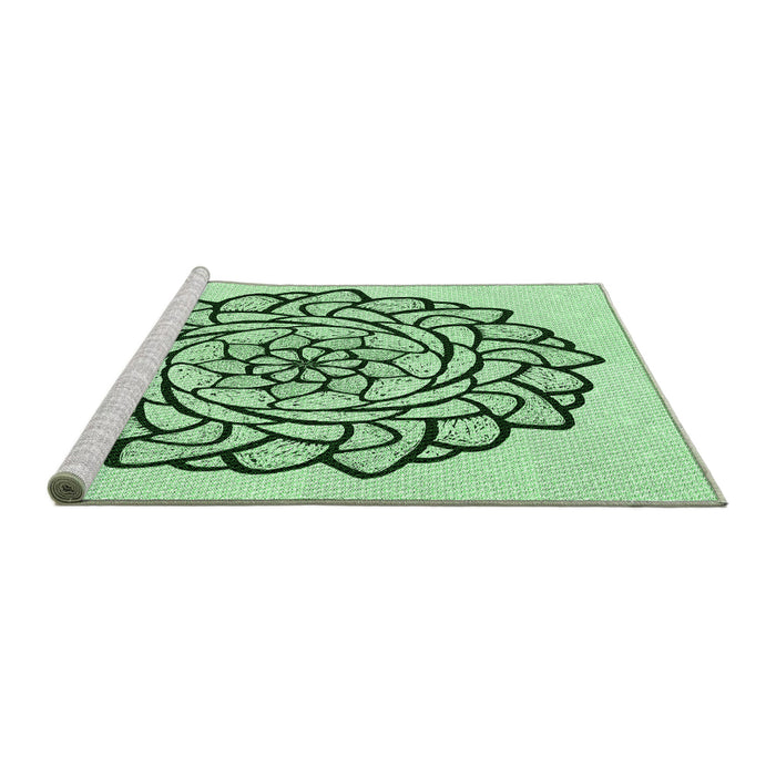 Sideview of Machine Washable Transitional Mint Green Rug, wshpat1979grn