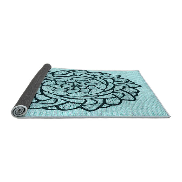 Thickness of Patterned Deep-Sea Green Rug, pat1979lblu