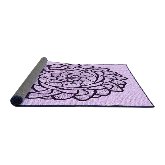 Thickness of Patterned Purple Flower Purple Rug, pat1979pur