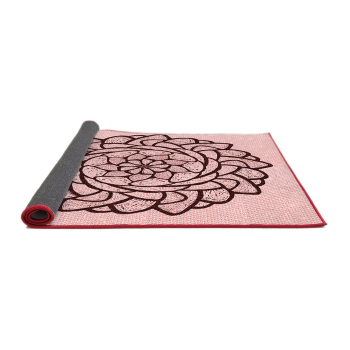 Thickness of Patterned Light Rose Pink Rug, pat1979rd