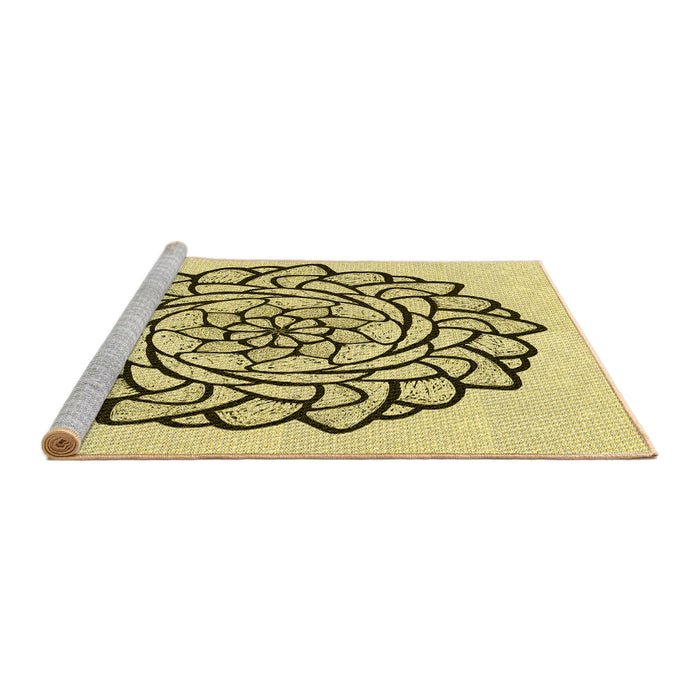 Sideview of Machine Washable Transitional Mustard Yellow Rug, wshpat1979yw