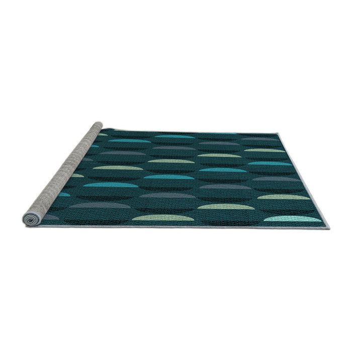Sideview of Machine Washable Transitional Dark Cyan Green Rug, wshpat198lblu