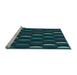 Sideview of Machine Washable Transitional Dark Cyan Green Rug, wshpat198lblu