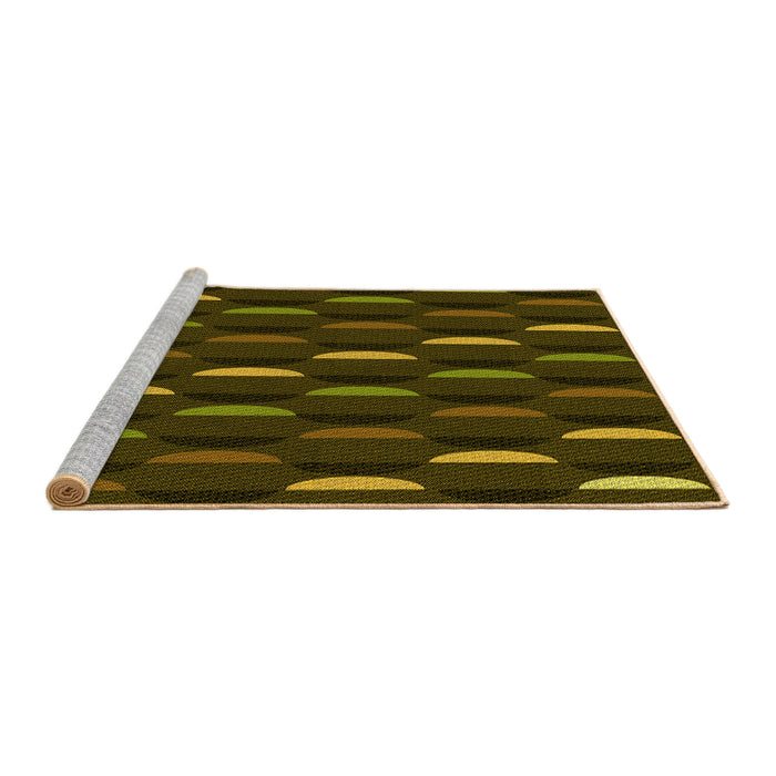 Sideview of Machine Washable Transitional Dark Yellow Green Rug, wshpat198yw