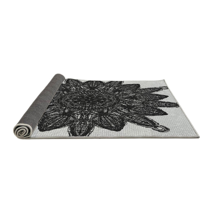 Thickness of Patterned Charcoal Black Rug, pat1980gry