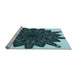 Sideview of Machine Washable Transitional Blue Rug, wshpat1980lblu