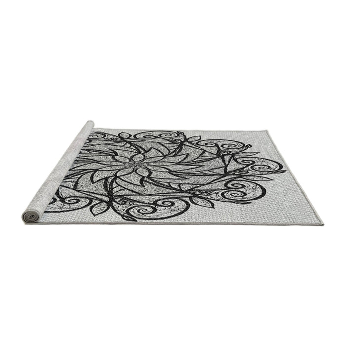 Sideview of Machine Washable Transitional Grey Gray Rug, wshpat1981gry