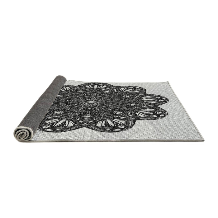 Thickness of Patterned Black Rug, pat1982gry