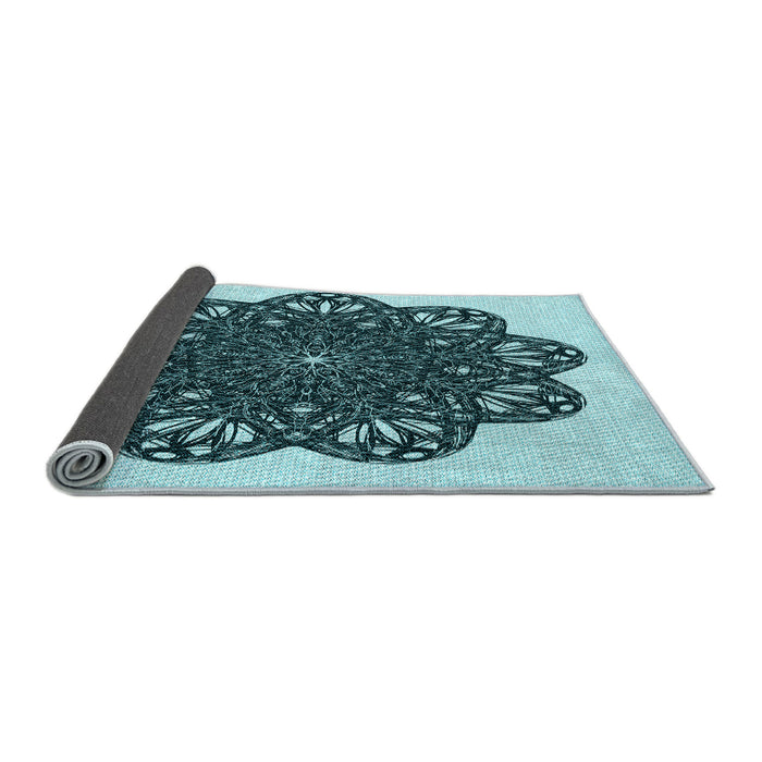 Thickness of Patterned Medium Teal Green Rug, pat1982lblu