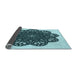 Thickness of Patterned Medium Teal Green Rug, pat1982lblu