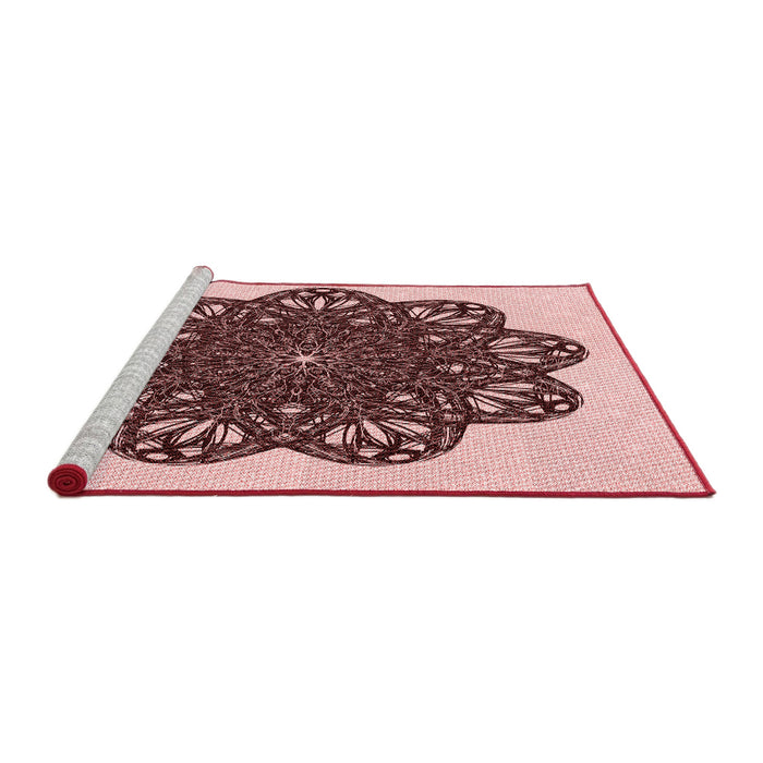 Sideview of Machine Washable Transitional Brown Red Rug, wshpat1982rd