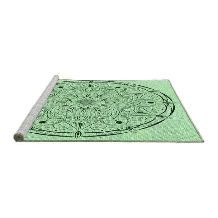 Sideview of Machine Washable Transitional Mint Green Rug, wshpat1983grn