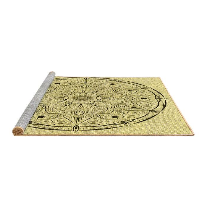 Sideview of Machine Washable Transitional Sun Yellow Rug, wshpat1983yw