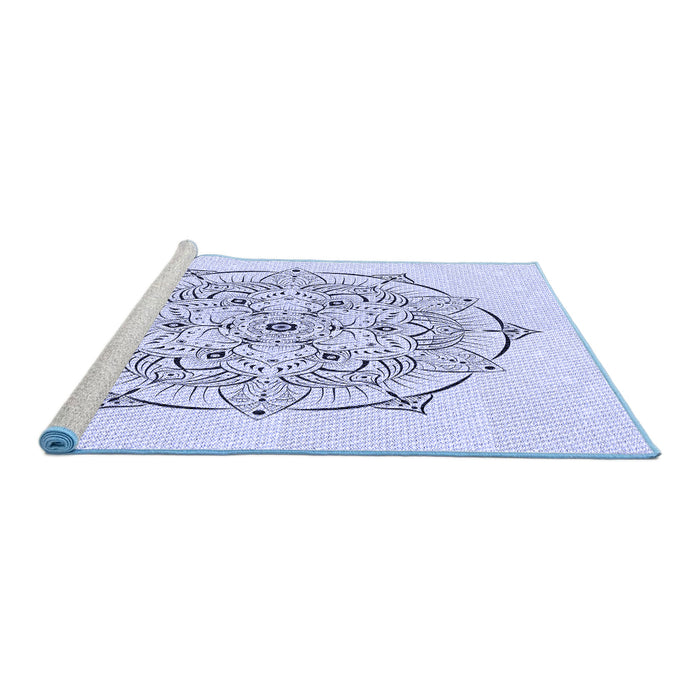 Sideview of Machine Washable Transitional Lavender Blue Rug, wshpat1984blu
