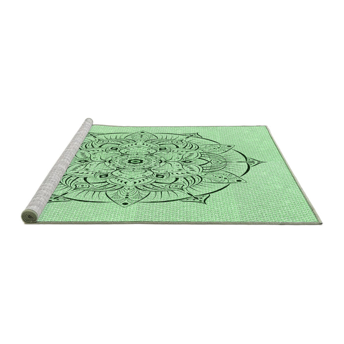 Sideview of Machine Washable Transitional Mint Green Rug, wshpat1984grn