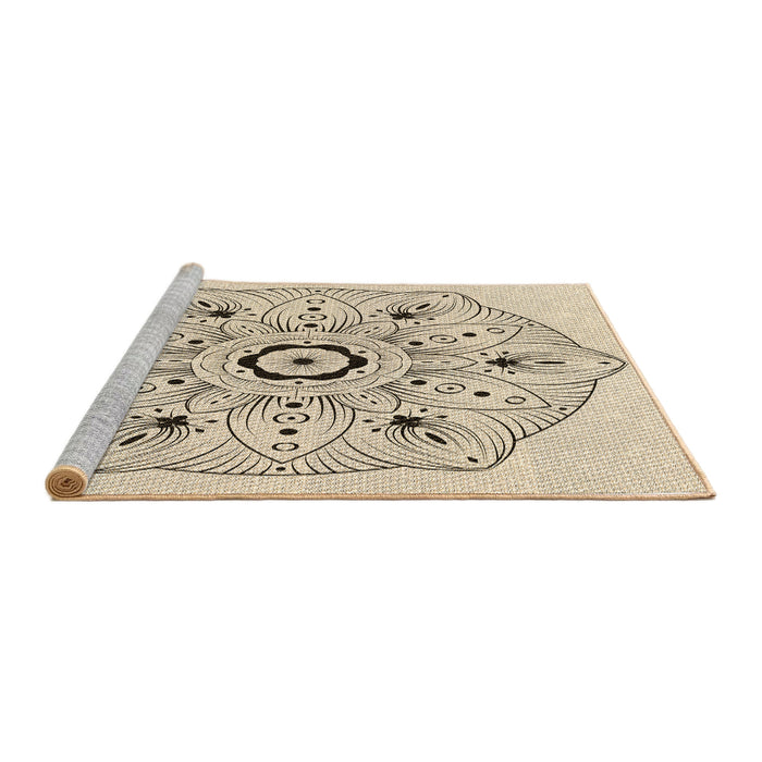 Sideview of Machine Washable Transitional Moccasin Beige Rug, wshpat1985brn