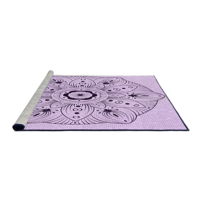 Sideview of Machine Washable Transitional Lilac Purple Rug, wshpat1985pur