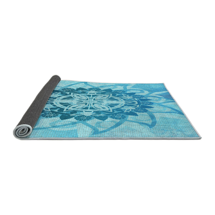 Thickness of Patterned Deep Sky Blue Rug, pat1986lblu