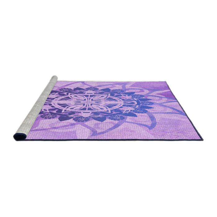 Sideview of Machine Washable Transitional Blossom Pink Rug, wshpat1986pur