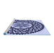 Sideview of Machine Washable Transitional Blue Rug, wshpat1987blu