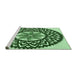 Sideview of Machine Washable Transitional Deep Emerald Green Rug, wshpat1987grn