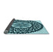 Thickness of Patterned Medium Teal Green Rug, pat1987lblu