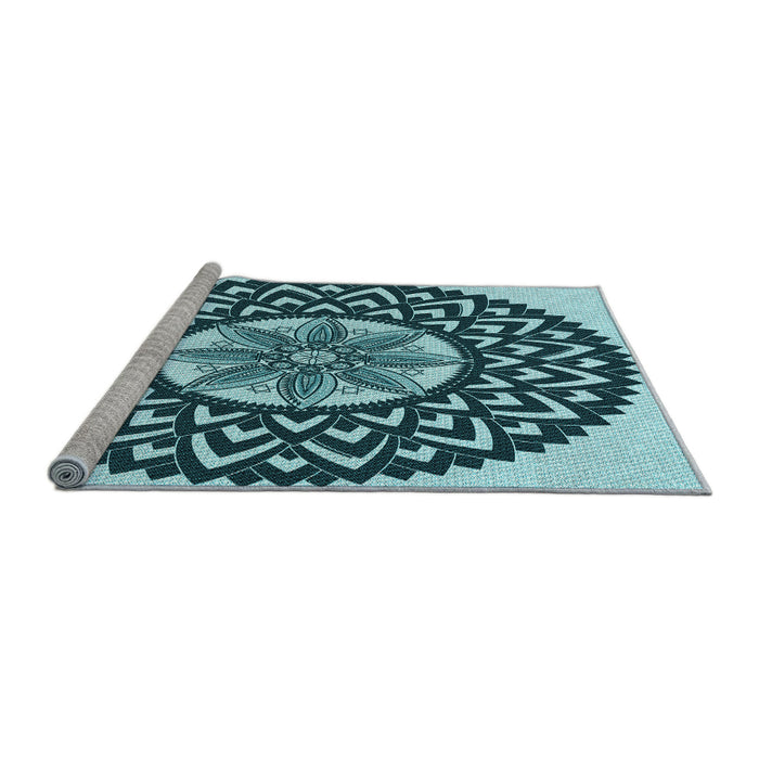 Sideview of Machine Washable Transitional Medium Teal Green Rug, wshpat1987lblu