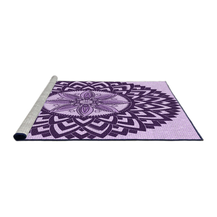 Sideview of Machine Washable Transitional Blossom Pink Rug, wshpat1987pur