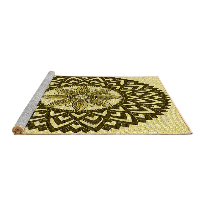 Sideview of Machine Washable Transitional Bakers Brown Rug, wshpat1987yw