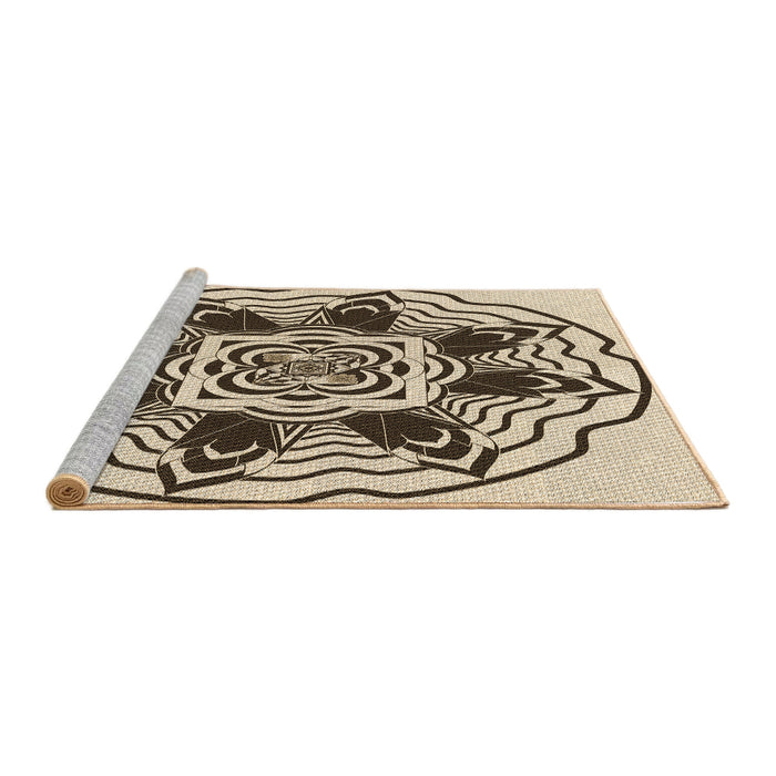 Sideview of Machine Washable Transitional Vanilla Gold Rug, wshpat1988brn