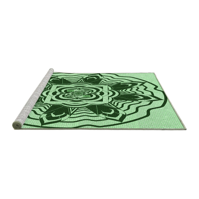 Sideview of Machine Washable Transitional Pale Green Rug, wshpat1988grn