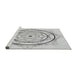 Sideview of Machine Washable Transitional Platinum Gray Rug, wshpat1989gry