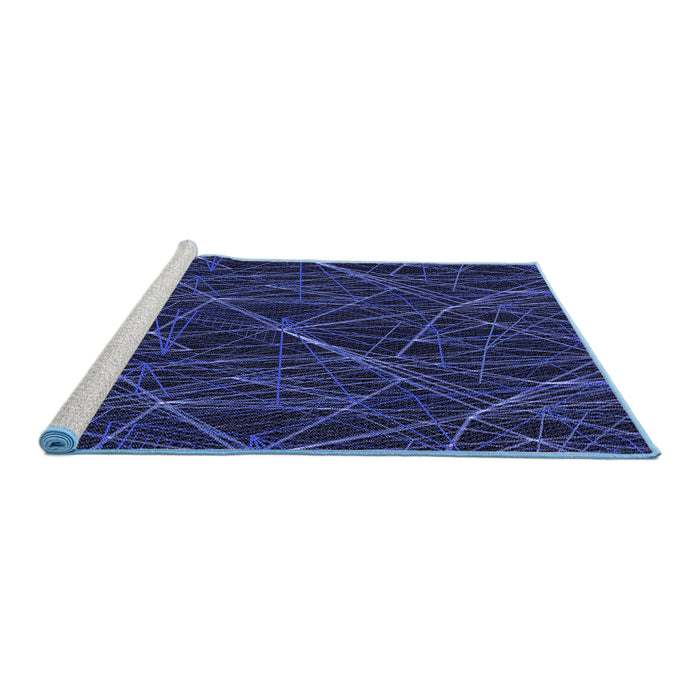 Sideview of Machine Washable Transitional Blue Rug, wshpat199blu