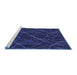 Sideview of Machine Washable Transitional Blue Rug, wshpat199blu