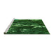 Sideview of Machine Washable Transitional Deep Emerald Green Rug, wshpat1990grn