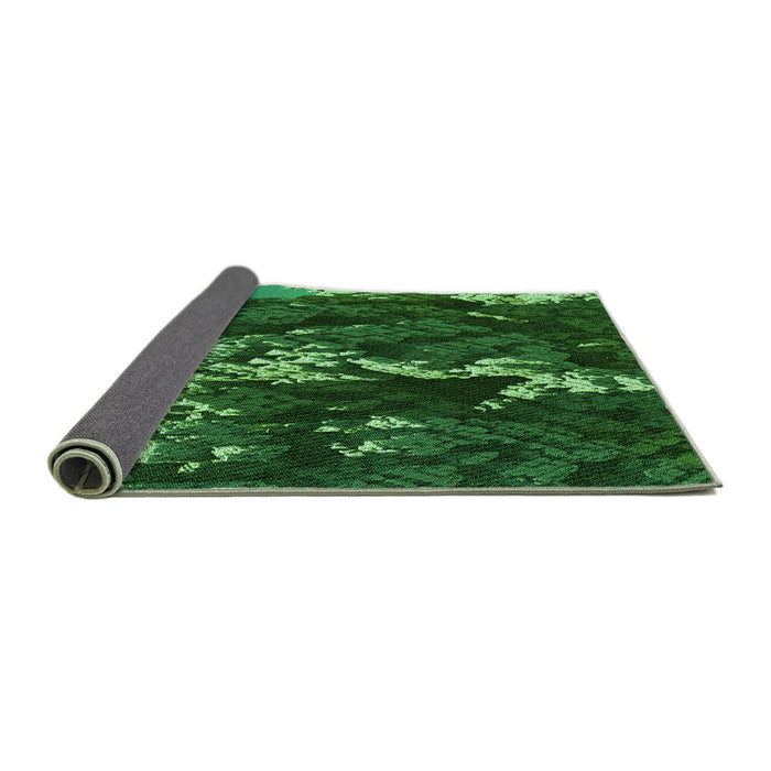 Thickness of Patterned Deep Emerald Green Rug, pat1990grn