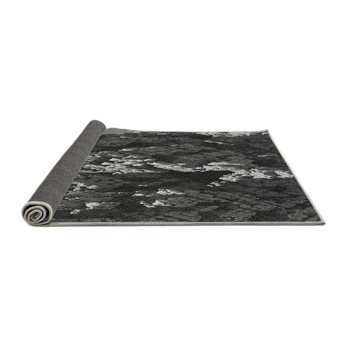 Thickness of Patterned Charcoal Black Rug, pat1990gry