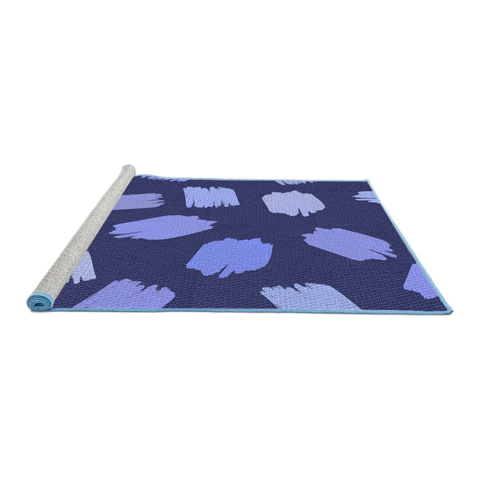 Sideview of Machine Washable Transitional Blue Rug, wshpat1991blu