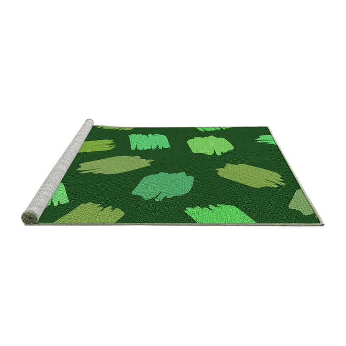 Sideview of Machine Washable Transitional Deep Emerald Green Rug, wshpat1991grn